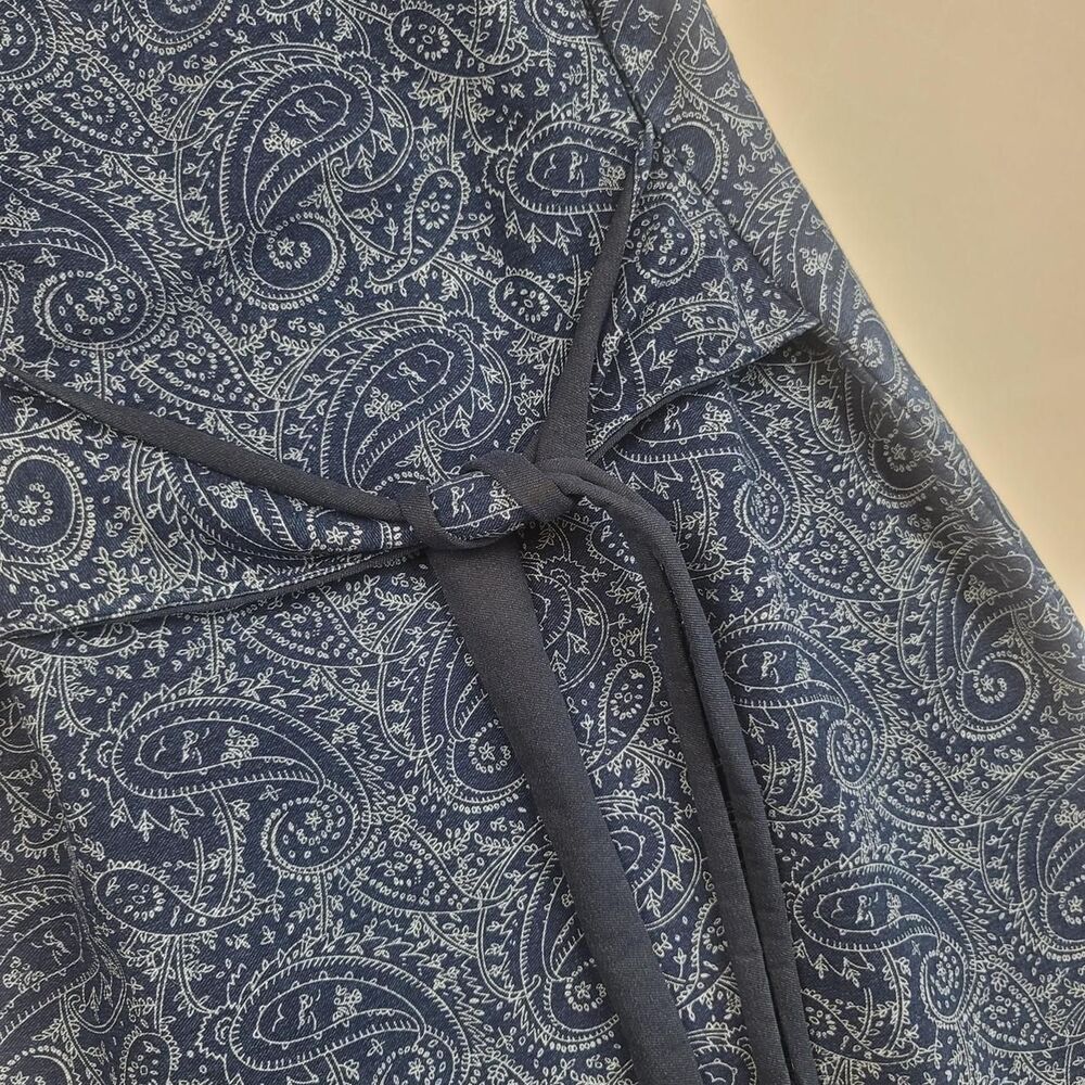 Tommy Hilfiger Navy Blue Paisley Sleeveless Tie Waist Sheath Dress Women's L